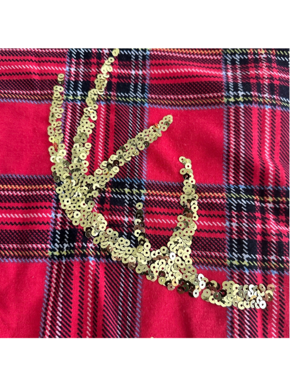 Womens Simply Southern Red Plaid Gray 1/4 Zip Thin Sweatshirt XXL Sequin Antlers - Picture 8 of 12
